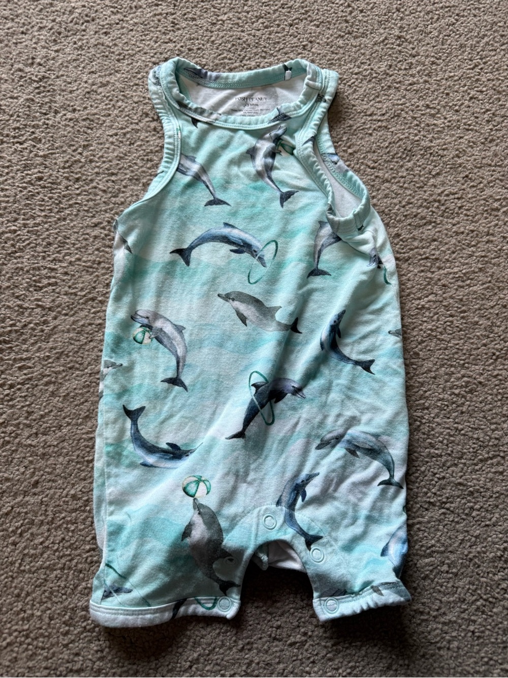Posh Peanut Mint Dolphin Sleeveless Romper